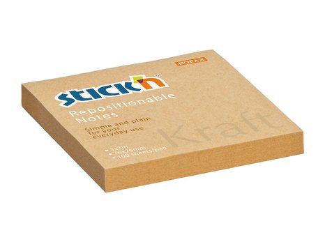 samolepic bloek Kraft Stickn by Hopax 76x76mm, 100 lstk