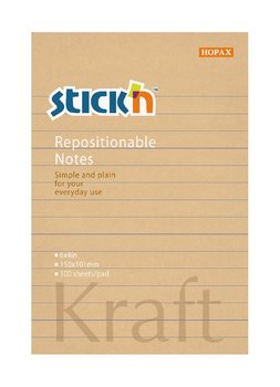 samolepic bloek Kraft Stickn by Hopax linkovan, 150x101mm, 100 lstk