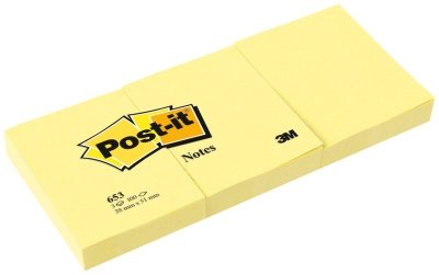 3M post-it 653 Y 38x51mm/3 x 100 lstk