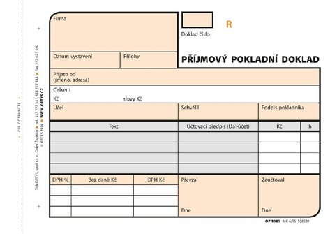 pjmov pokladn doklad NCR Optys 1081, 2x50 list