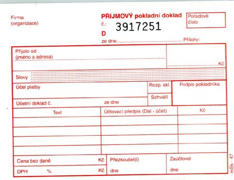 pjmov pokladn doklad NCR .47, 2x50 list