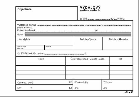 vdajov pokladn doklad A6 mSk 40