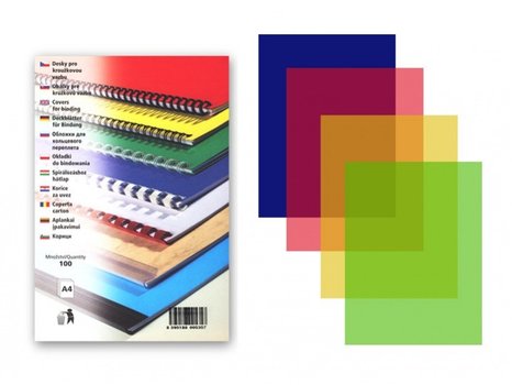 desky pro vazbu barevné A4, 200mic, 100 ks