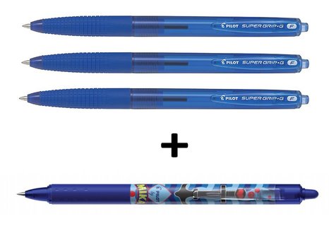 kuličkové pero Pilot Super Grip G stiskací modrý 3+1 ZDARMA