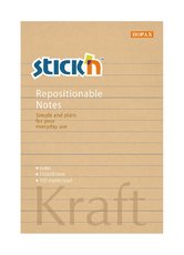 samolepic bloek Kraft Stickn by Hopax linkovan, 150x101mm, 100 lstk